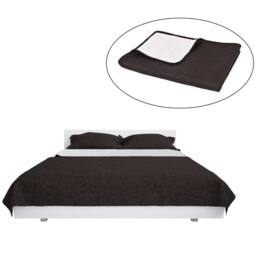 Berkfield Home Decorative Double-sided Quilted Bedspread 220x240 cm Cream & Brown in Dark Brown - thumbnail 3
