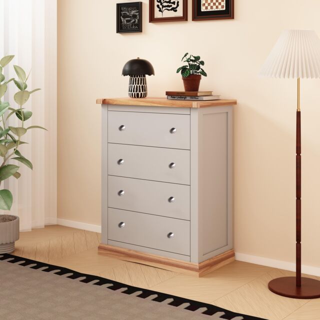 Cabinet Bits Bomporto 4 Drawer Chest of Drawers Chrome Knob in Light Grey - image 1