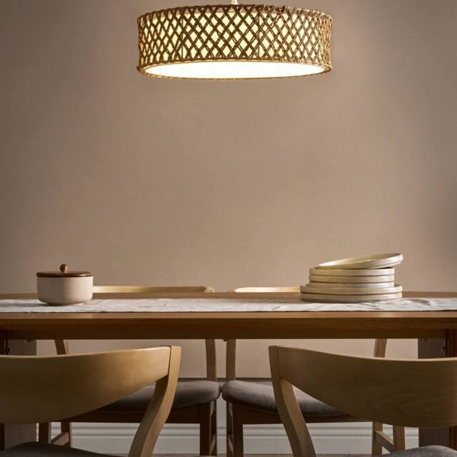 Wyld and Coco Natural Paper Rope Plaited Pendant Lamp Boho Lighting Dining - image 1