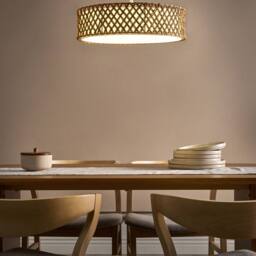 Wyld and Coco Natural Paper Rope Plaited Pendant Lamp Boho Lighting Dining - thumbnail 1