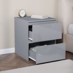 Home Discount Vida Designs Glinton 'HIGH GLOSS 2 Drawer Bedside Chest' Storage Bedroom Furniture in Grey - thumbnail 7