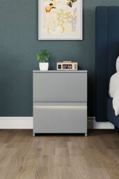 Home Discount Vida Designs Glinton 'HIGH GLOSS 2 Drawer Bedside Chest' Storage Bedroom Furniture in Grey - thumbnail 5