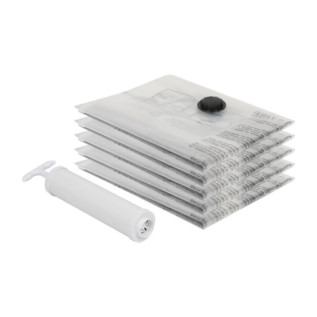 Harbour Housewares Vacuum Storage Bags with Hand Pump - Large (60 x 80cm) - Grey - Pack of 5 - image 1