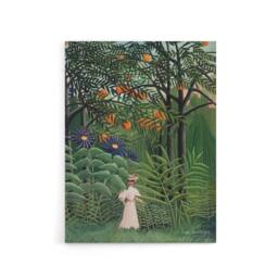 "Artery8 Woman Walking in an Exotic Forest Rousseau Canvas Wall Art in Green - Size: W24"" x H32""" - thumbnail 1
