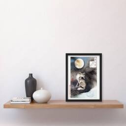 Artery8 Yoshitoshi Wolf & the Moon Vintage Japanese Ukiyo-e Framed Art Print - Size: A4 - thumbnail 4
