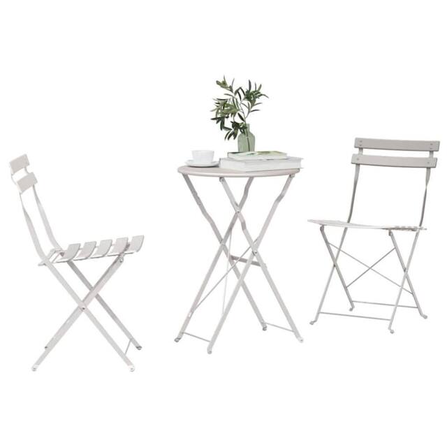 Berkfield Home Traditional 3-Piece Beige Steel Folding Bistro Set - image 1