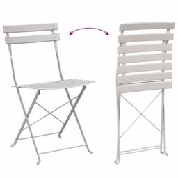 Berkfield Home Traditional 3-Piece Beige Steel Folding Bistro Set - thumbnail 9