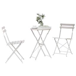 Berkfield Home Traditional 3-Piece Beige Steel Folding Bistro Set - thumbnail 1
