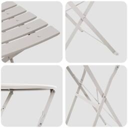 Berkfield Home Traditional 3-Piece Beige Steel Folding Bistro Set - thumbnail 8