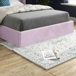 KDMD Nuno Straight Winged Upholstered Soft Velvet Pink Bed Frame - Size: Small Double - thumbnail 3