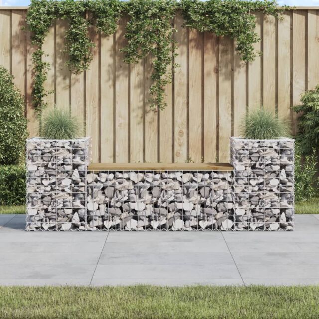 Berkfield Home Garden Bench Gabion Design 183x41x60.5 cm Impregnated Wood Pine in Brown - image 1