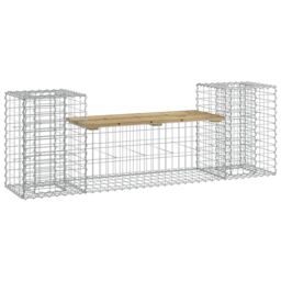 Berkfield Home Garden Bench Gabion Design 183x41x60.5 cm Impregnated Wood Pine in Brown - thumbnail 2