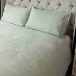 Voltico Pinsonic Quilted Duvet Cover Set Lime & White - Single, Double & King - thumbnail 2