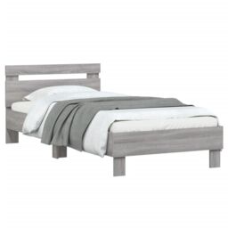 Berkfield Home Bed Frame without Mattress with Headboard Grey Sonoma 75x190 cm Small Single - thumbnail 4