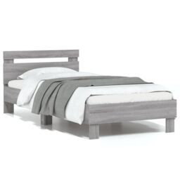 Berkfield Home Bed Frame without Mattress with Headboard Grey Sonoma 75x190 cm Small Single - thumbnail 2