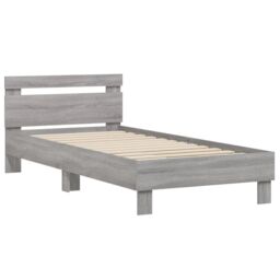 Berkfield Home Bed Frame without Mattress with Headboard Grey Sonoma 75x190 cm Small Single - thumbnail 3