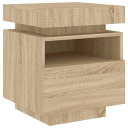 Berkfield Home Bedside Cabinet with LED Lights Sonoma Oak 40x39x48.5 cm in Light Brown - thumbnail 5