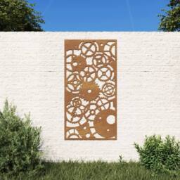 Berkfield Home Garden Wall Decoration 105x55 cm Corten Steel Gear Wheel Design in Brown - thumbnail 2