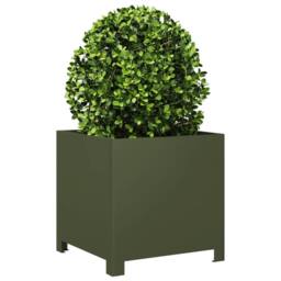 Berkfield Home Garden Planters 2 pcs Olive Green 40x40x40 cm Steel - Size: 40 x 40 x 40 cm - thumbnail 4