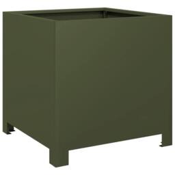 Berkfield Home Garden Planters 2 pcs Olive Green 40x40x40 cm Steel - Size: 40 x 40 x 40 cm - thumbnail 5
