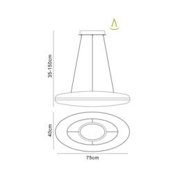 Netlighting Oakley Pendant 80W LED 3000K 6400lm Chrome Frosted Acrylic in Grey - thumbnail 2