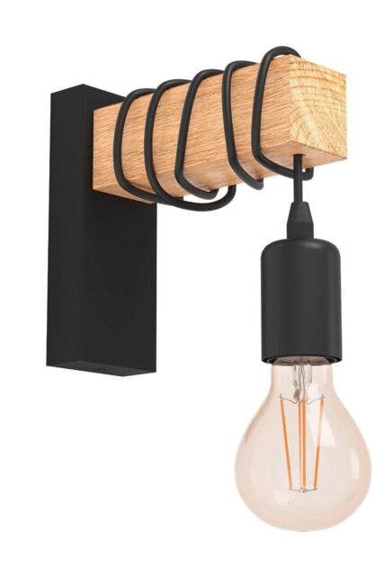 Eglo Townshend Natural Wood & Metal Wall Light in Light Brown - image 1