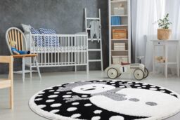 RugsX Modern Children's Rug in Black - Size: 120 cm diameter - thumbnail 4