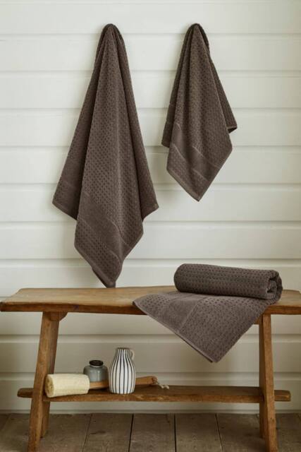 Deyongs Mosley Textured 100% Cotton Towel in Brown - Size: Bath Sheet - image 1