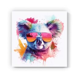 "Warren Reed - Designer Colourful Splashart Koala In Glasses Canvas - Size: W16"" x H16""" - thumbnail 2