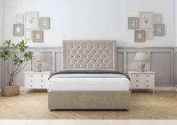 "Sloomy Montana Plush Divan Bed Base No Drawers - 26"" Headboard in Cream - Size: Small Single" - thumbnail 2