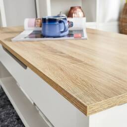 Home Source Coffee Table Lift Up Oak Top Home Reception Storage Shelf Avon in Off-White - thumbnail 5