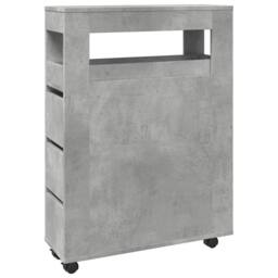 Berkfield Home Narrow Bathroom Cabinet with Wheels Concrete Grey Engineered Wood - thumbnail 3