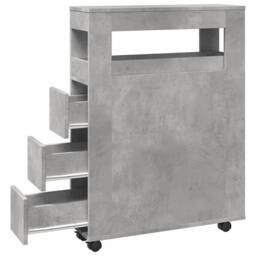 Berkfield Home Narrow Bathroom Cabinet with Wheels Concrete Grey Engineered Wood - thumbnail 7