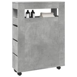 Berkfield Home Narrow Bathroom Cabinet with Wheels Concrete Grey Engineered Wood - thumbnail 2