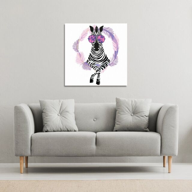 Benjamin Tate Design Pink Zebra (Canvas Print) / 46 x 46 x 4cm in Natural - Size: 46 x 46 x 4 cm - image 1