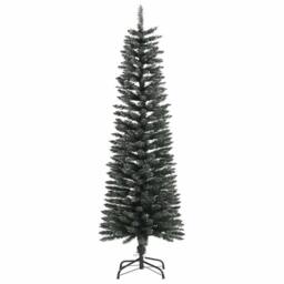 Berkfield Home Beautiful Artificial Slim Christmas Tree with Stand Green 150 cm PVC - thumbnail 1