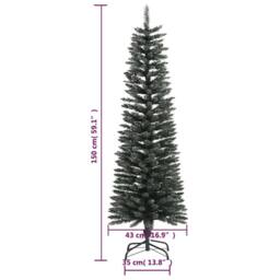 Berkfield Home Beautiful Artificial Slim Christmas Tree with Stand Green 150 cm PVC - thumbnail 8