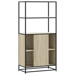 Berkfield Home Highboard Sonoma Oak 68x35x139 cm Engineered Wood & Metal in Light Tan - Size: 68 x 35 x 139 cm - thumbnail 6