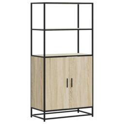 Berkfield Home Highboard Sonoma Oak 68x35x139 cm Engineered Wood & Metal in Light Tan - Size: 68 x 35 x 139 cm - thumbnail 2