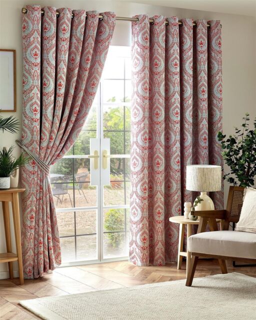 Luxury Living Victoria Room Darkening Ring Top Curtains in Red - Size: 229 cm width x 229 cm drop - image 1