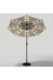 Garden Sanctuary 24 Solar LED Lights Patio Crank Parasol with Resin Base in Beige - thumbnail 4