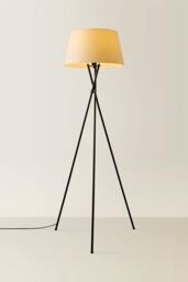 ValueLights Camden Black Metal Tripod Floor Lamp with Beige Tapered Lamp Shade - thumbnail 3