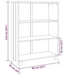 Berkfield Home Book Cabinet HAMAR Light Grey 85x35x112 cm Solid Wood Pine - Size: 85 x 35 x 112 cm - thumbnail 8