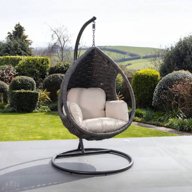 Artemis Home Hadley Woven Hanging Egg Chair in Grey - image 1
