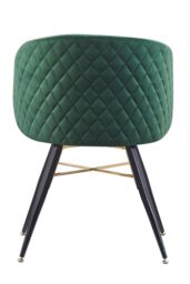 Life Interiors Single Vittorio Velvet Dining Chair with Black Metal Legs, Quilted Design Modern Accent Chair in Green - thumbnail 5