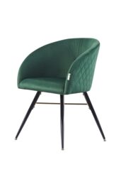 Life Interiors Single Vittorio Velvet Dining Chair with Black Metal Legs, Quilted Design Modern Accent Chair in Green - thumbnail 1