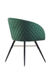Life Interiors Single Vittorio Velvet Dining Chair with Black Metal Legs, Quilted Design Modern Accent Chair in Green - thumbnail 4