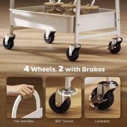 Wyld Haus Satoro 3 Tier Oak & White Kitchen Trolley - thumbnail 7