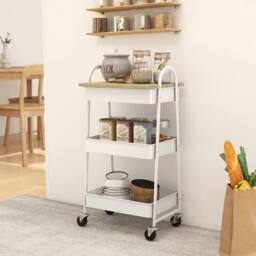Wyld Haus Satoro 3 Tier Oak & White Kitchen Trolley - thumbnail 3