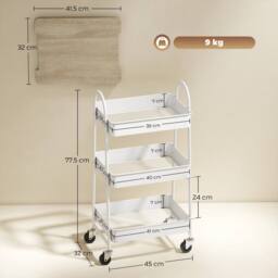 Wyld Haus Satoro 3 Tier Oak & White Kitchen Trolley - thumbnail 4